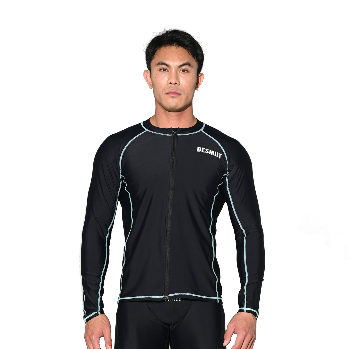 Men's Zip-Up Athletic Compression T-Shirt, UPF 50+ Sun Protection Base Layer for Hiking & Swimming  T5508
