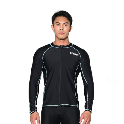 Men's Zip-Up Athletic Compression T-Shirt, UPF 50+ Sun Protection Base Layer for Hiking & Swimming  T5508