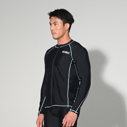 Men's Zip-Up Athletic Compression T-Shirt, UPF 50+ Sun Protection Base Layer for Hiking & Swimming  T5508