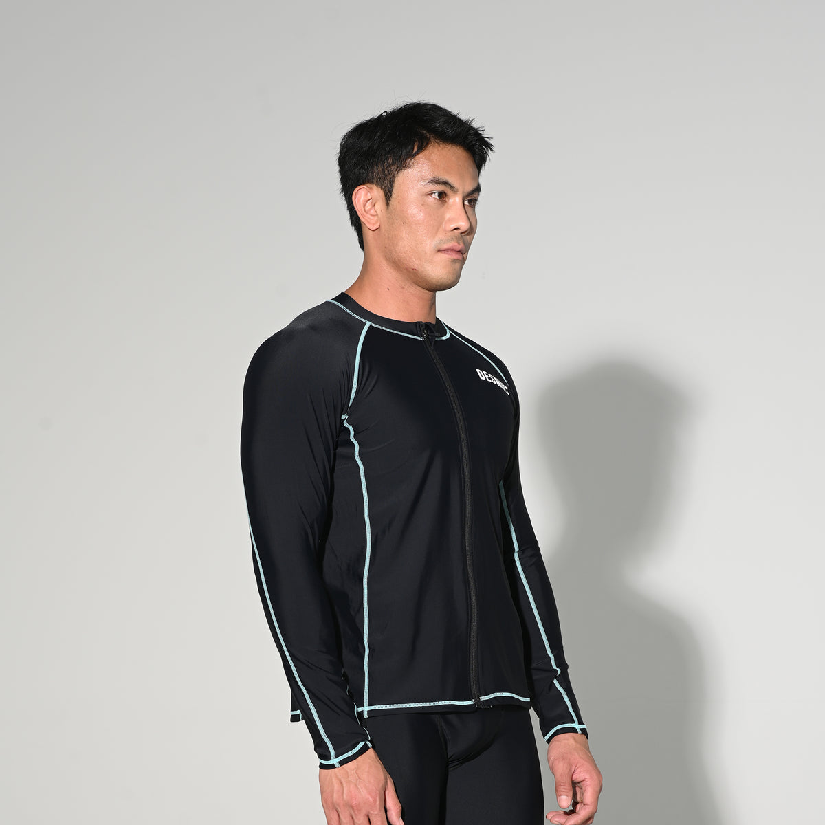 Men's Zip-Up Athletic Compression T-Shirt, UPF 50+ Sun Protection Base Layer for Hiking & Swimming  T5508