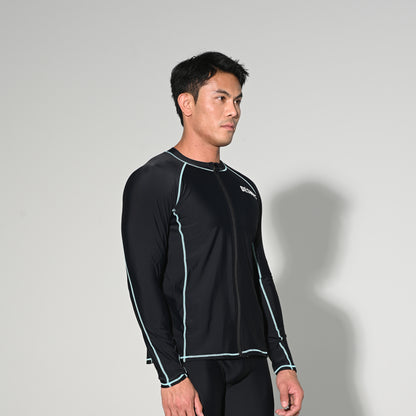 Men's Zip-Up Athletic Compression T-Shirt, UPF 50+ Sun Protection Base Layer for Hiking & Swimming  T5508
