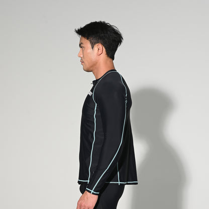 Men's Zip-Up Athletic Compression T-Shirt, UPF 50+ Sun Protection Base Layer for Hiking & Swimming  T5508