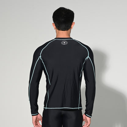 Men's Zip-Up Athletic Compression T-Shirt, UPF 50+ Sun Protection Base Layer for Hiking & Swimming  T5508
