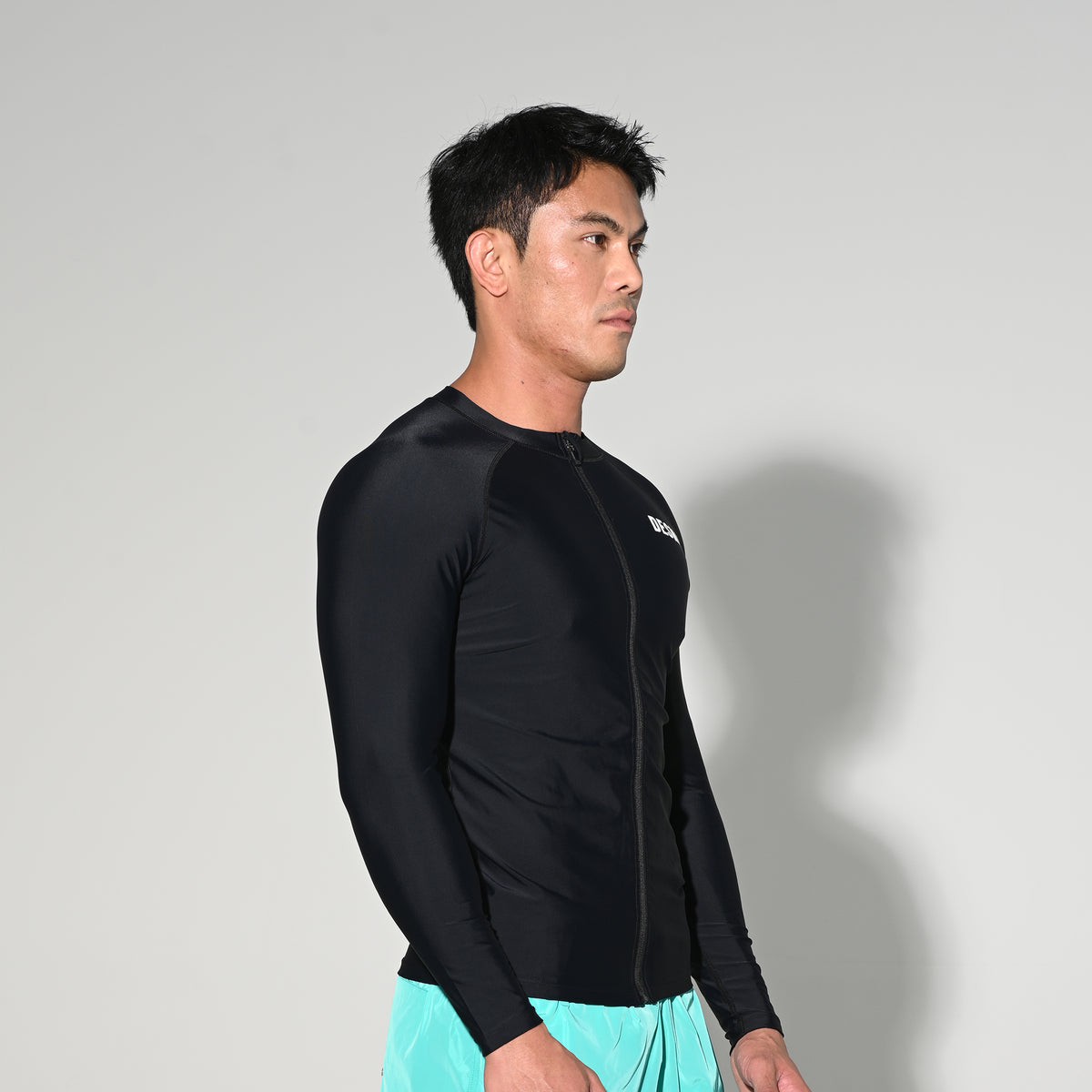 Men's Zip-Up Compression Long Sleeve T-Shirt, Sun Protection Base Layer for Running Hiking Workout  5509