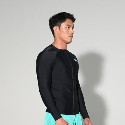 Men's Zip-Up Compression Long Sleeve T-Shirt, Sun Protection Base Layer for Running Hiking Workout  5509