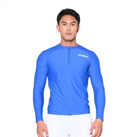 Men's Zip-Up Compression Long Sleeve T-Shirt, Sun Protection Base Layer for Running Hiking Workout  5509