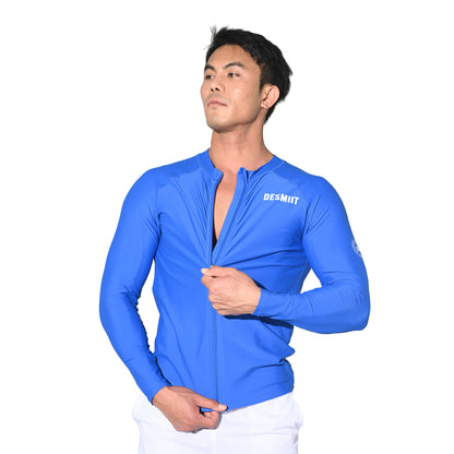 Men's Zip-Up Compression Long Sleeve T-Shirt, Sun Protection Base Layer for Running Hiking Workout  5509