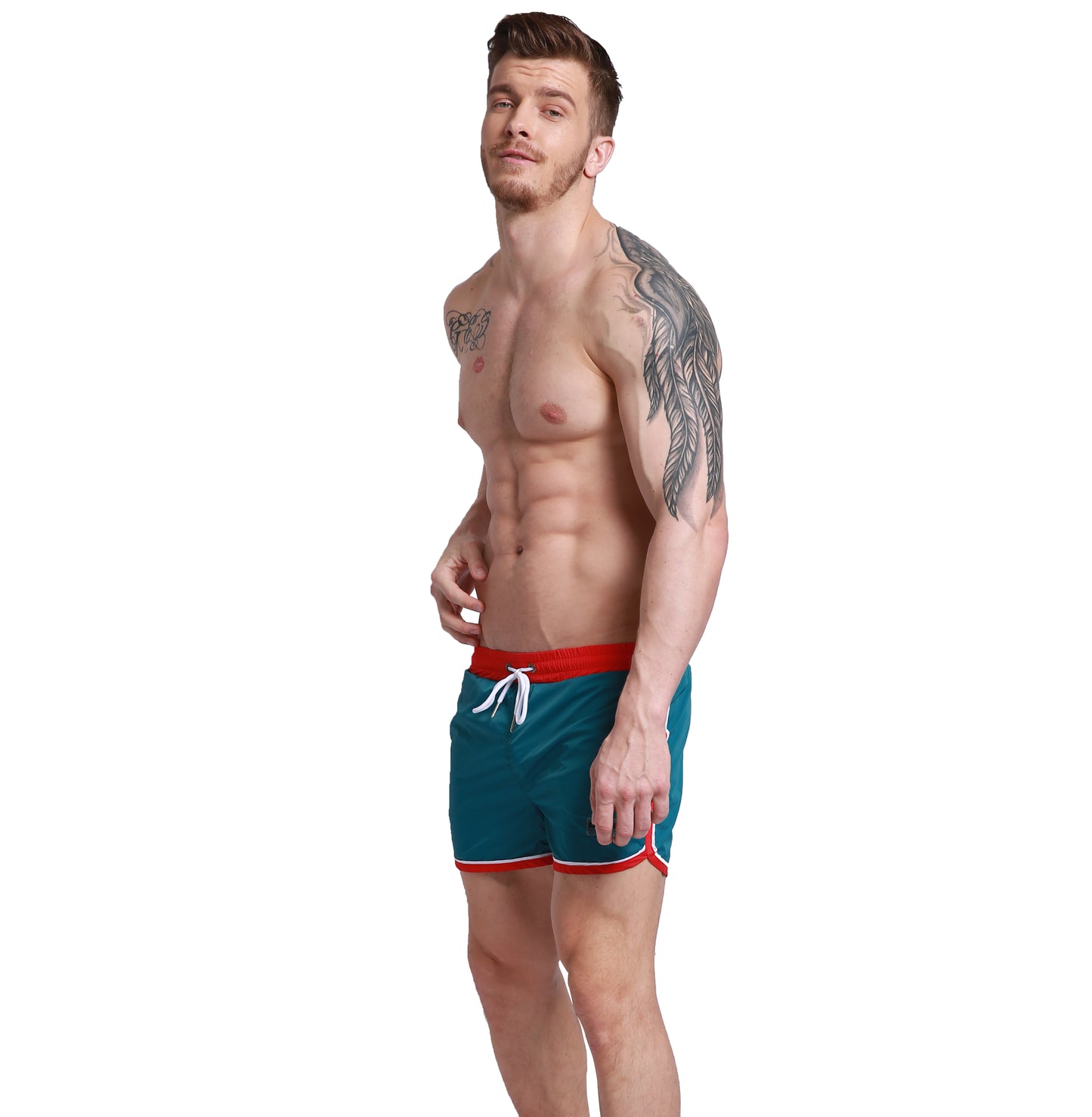 Men's Pockets Board Shorts Lightweight Quick-Dry Drawstring Swimwear Bottoms G302