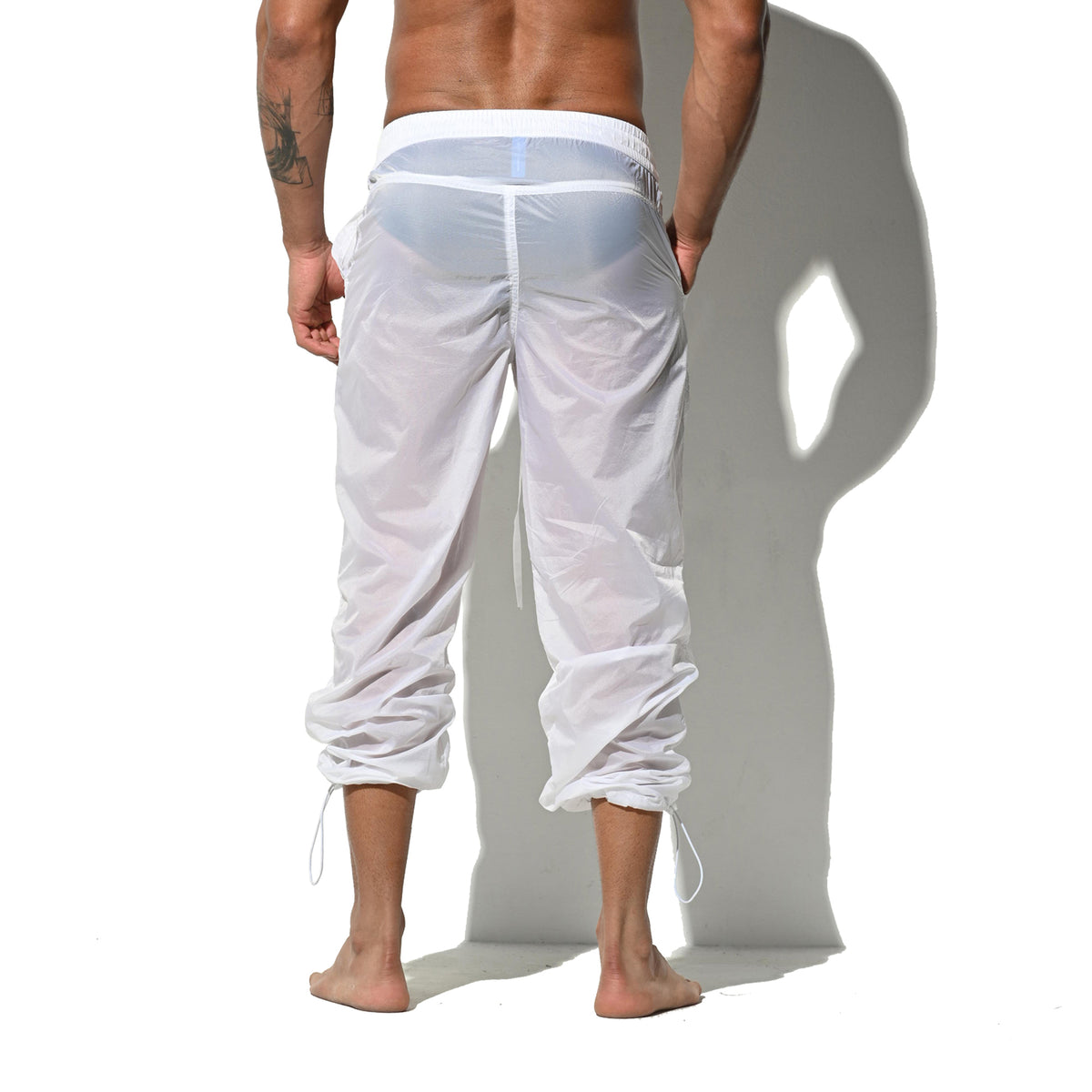 Desmiit Men's Lightweight See-Through Translucent Unlined Solid Long Beach Pants UV Blocking B1129