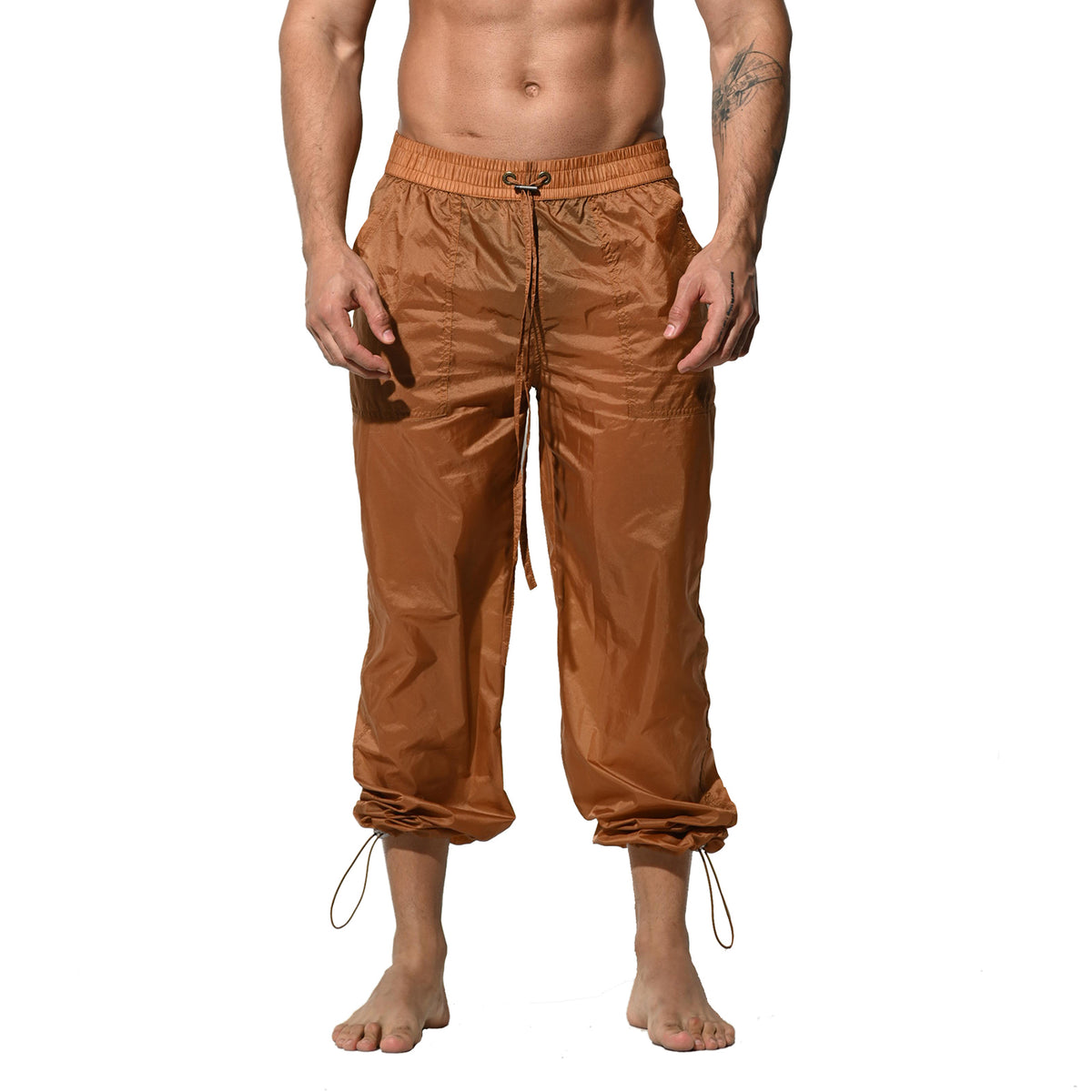 Desmiit Men's Lightweight See-Through Translucent Unlined Solid Long Beach Pants UV Blocking B1129