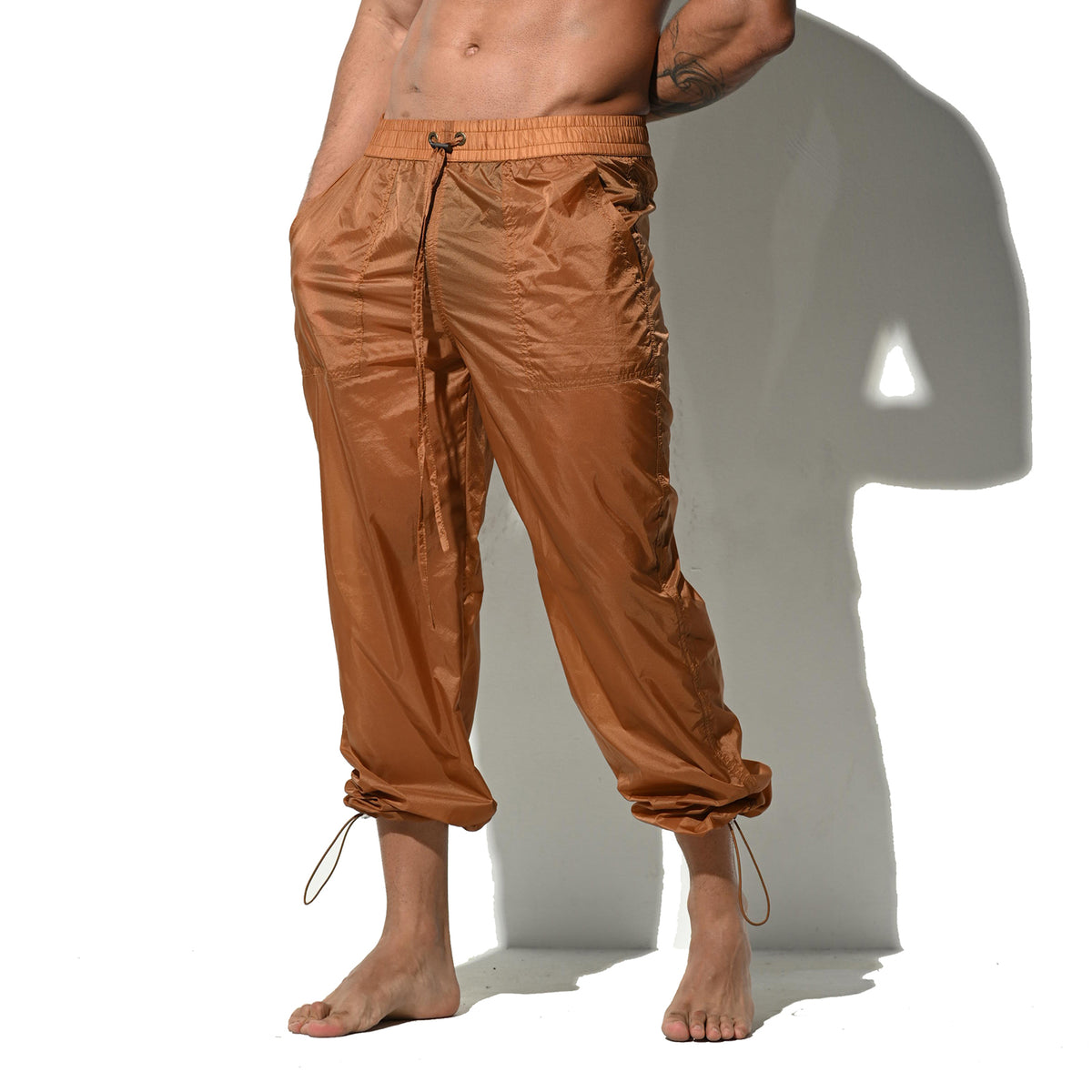 Desmiit Men's Lightweight See-Through Translucent Unlined Solid Long Beach Pants UV Blocking B1129