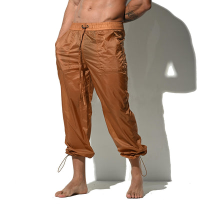 Desmiit Men's Lightweight See-Through Translucent Unlined Solid Long Beach Pants UV Blocking B1129