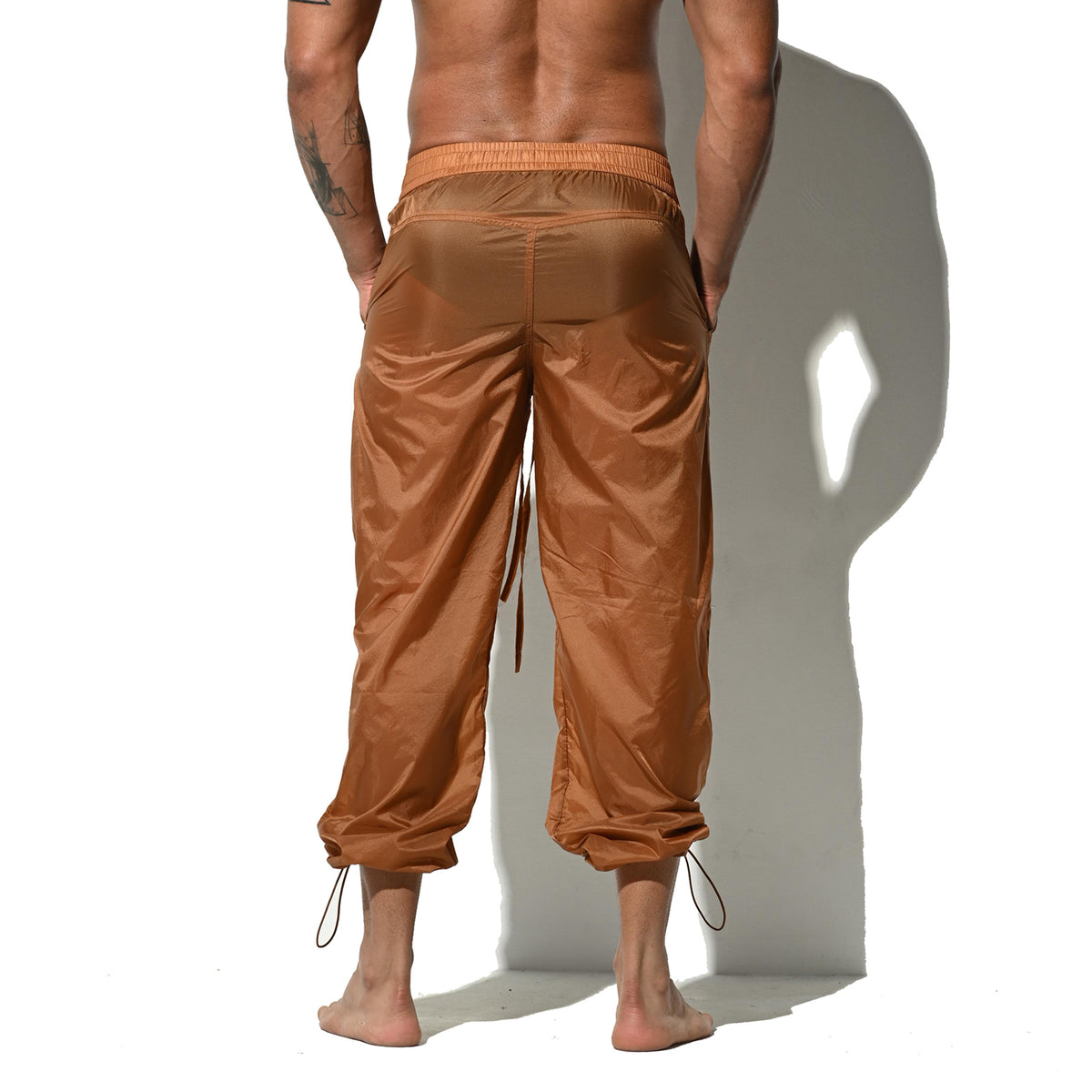 Desmiit Men's Lightweight See-Through Translucent Unlined Solid Long Beach Pants UV Blocking B1129