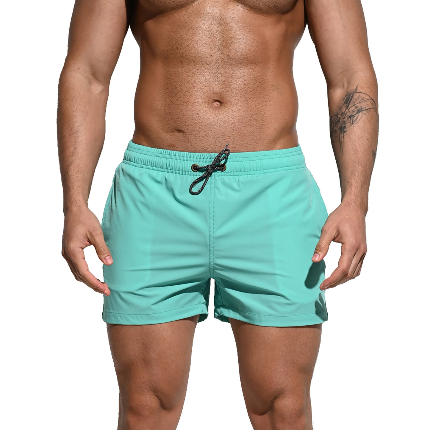 DESMIIT Men's Extra Short Board Shorts Fast-Dry Sports Gym Shorts Swimwear 2-point shorts B2101