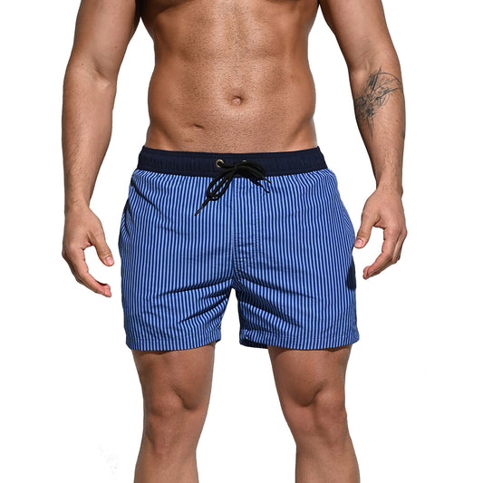 DESMIIT Men's Striped Vacation Board Shorts Quick Dry Surfing Swimwear two-part shorts vacation swimming B2103