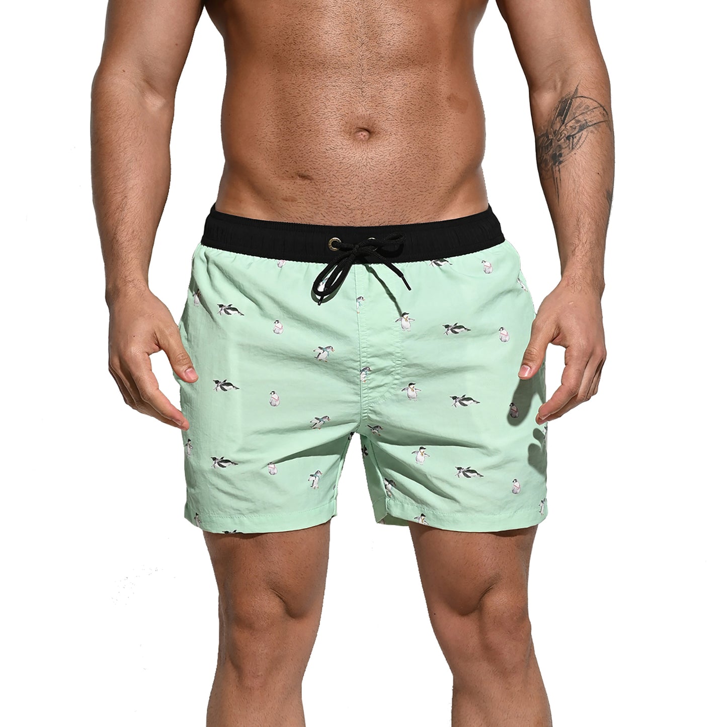 DESMIIT Men's Striped Vacation Board Shorts Quick Dry Surfing Swimwear two-part shorts vacation swimming B2103