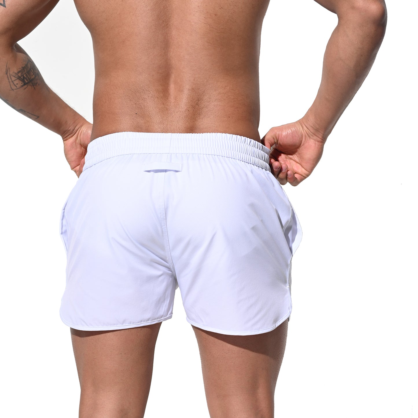 DESMIIT Men's Solid Ultra‑Short Feather‑Light Quick Dry Drawstring Board Shorts with Pockets Lightweight for Gym Beach Aerobics B2233