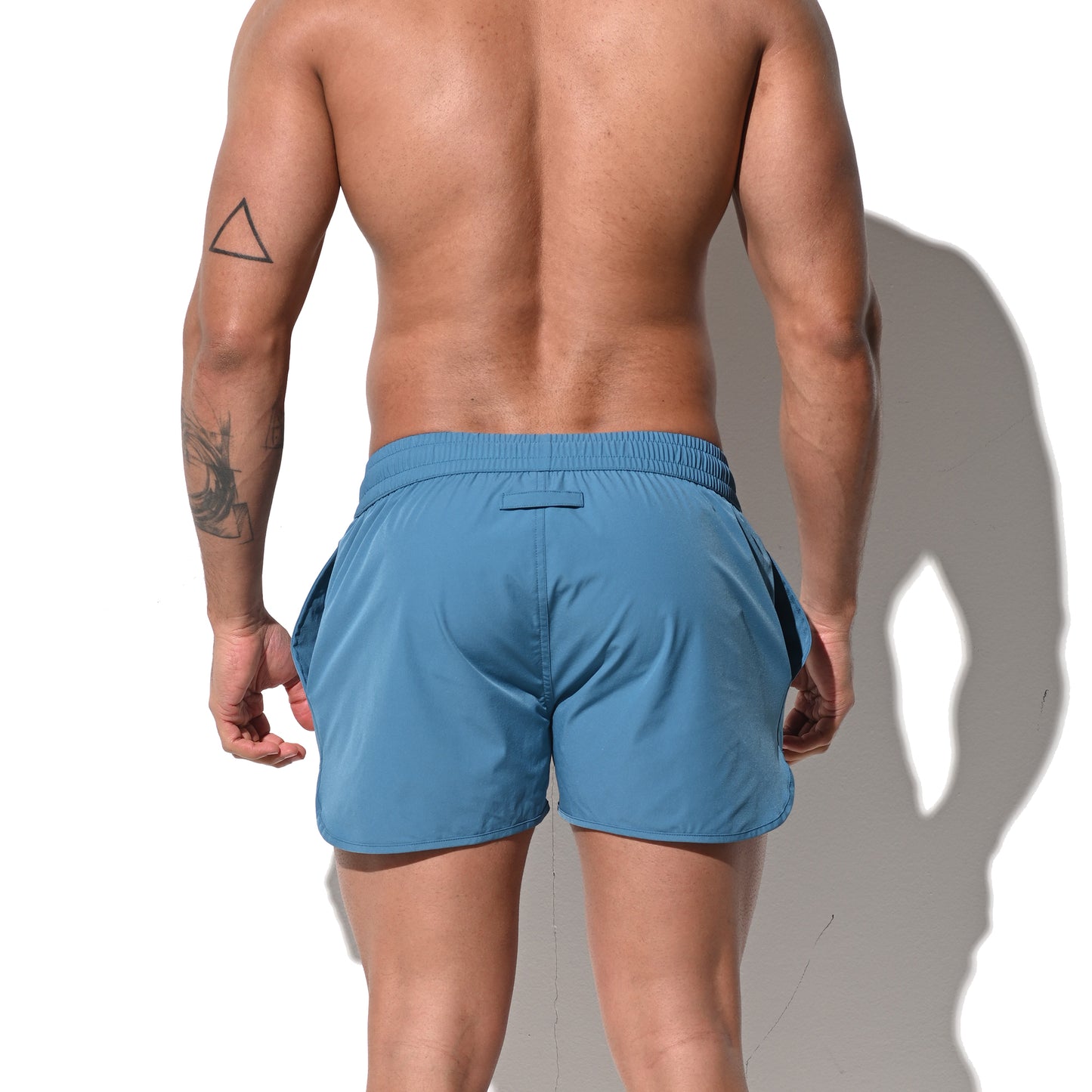 DESMIIT Men's Solid Ultra‑Short Feather‑Light Quick Dry Drawstring Board Shorts with Pockets Lightweight for Gym Beach Aerobics B2233