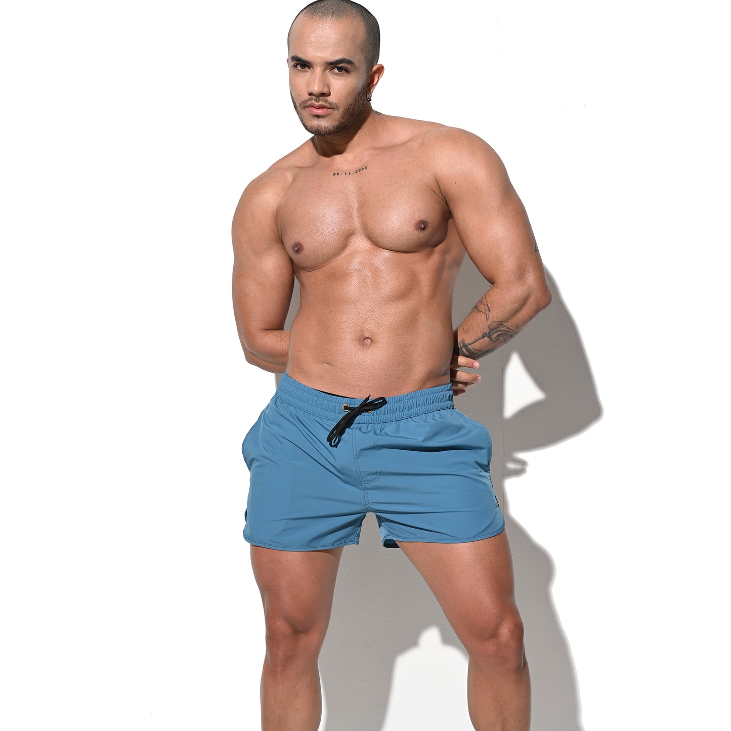 DESMIIT Men's Solid Ultra‑Short Feather‑Light Quick Dry Drawstring Board Shorts with Pockets Lightweight for Gym Beach Aerobics B2233