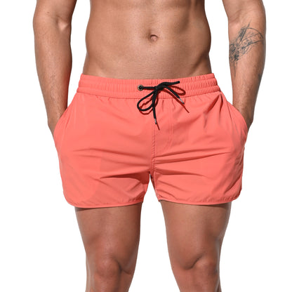 DESMIIT Men's Solid Ultra‑Short Feather‑Light Quick Dry Drawstring Board Shorts with Pockets Lightweight for Gym Beach Aerobics B2233