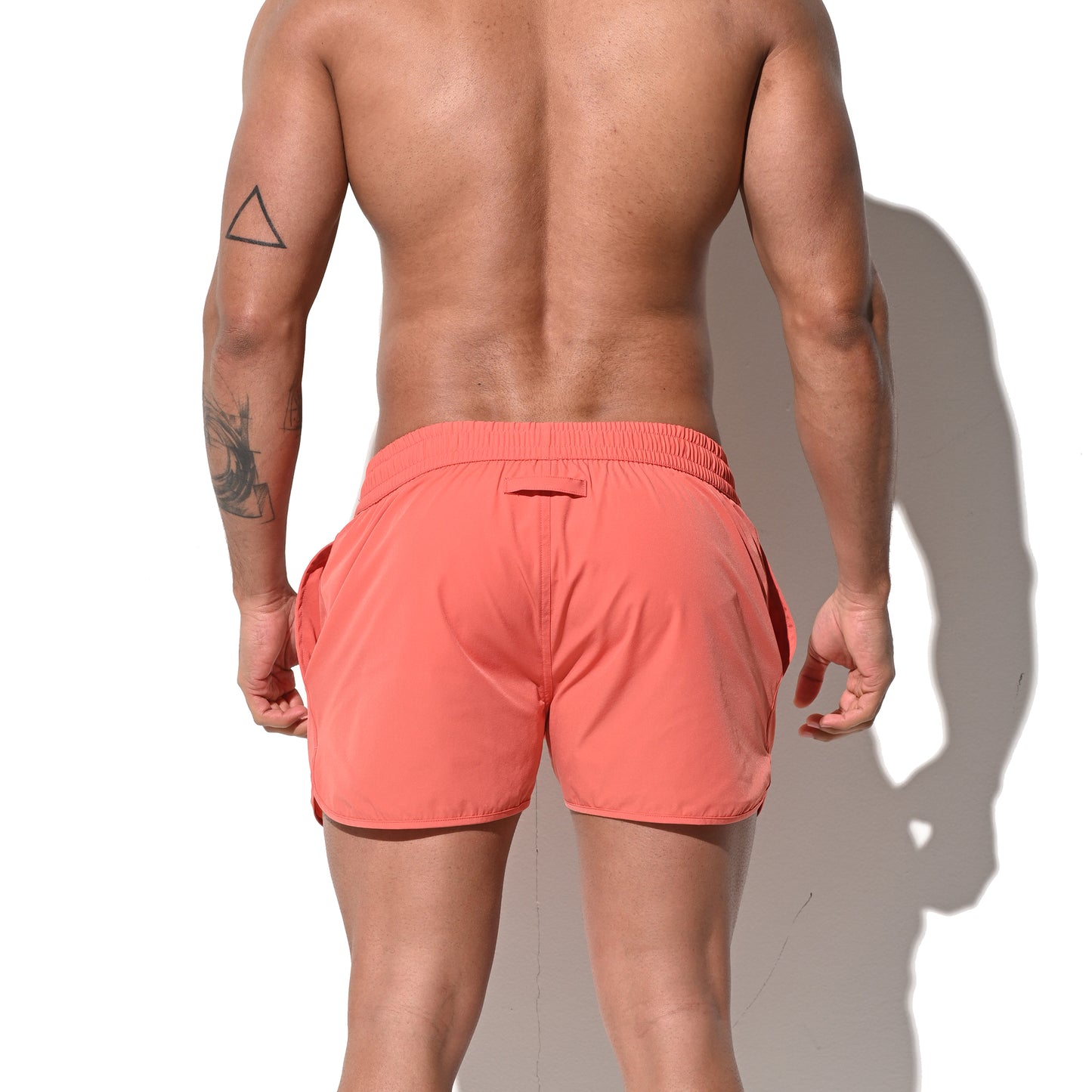 DESMIIT Men's Solid Ultra‑Short Feather‑Light Quick Dry Drawstring Board Shorts with Pockets Lightweight for Gym Beach Aerobics B2233