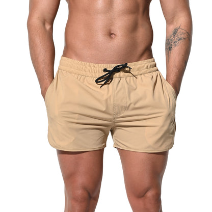 DESMIIT Men's Solid Ultra‑Short Feather‑Light Quick Dry Drawstring Board Shorts with Pockets Lightweight for Gym Beach Aerobics B2233