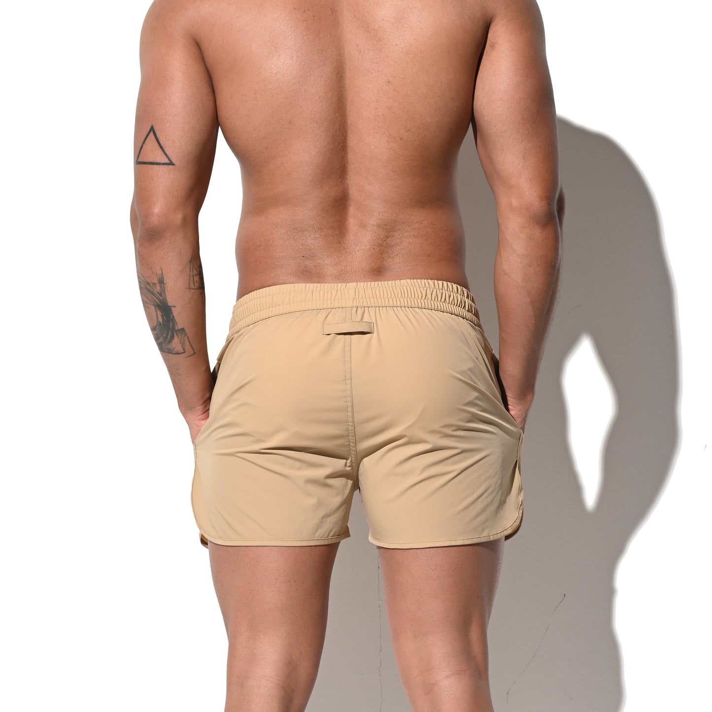 DESMIIT Men's Solid Ultra‑Short Feather‑Light Quick Dry Drawstring Board Shorts with Pockets Lightweight for Gym Beach Aerobics B2233