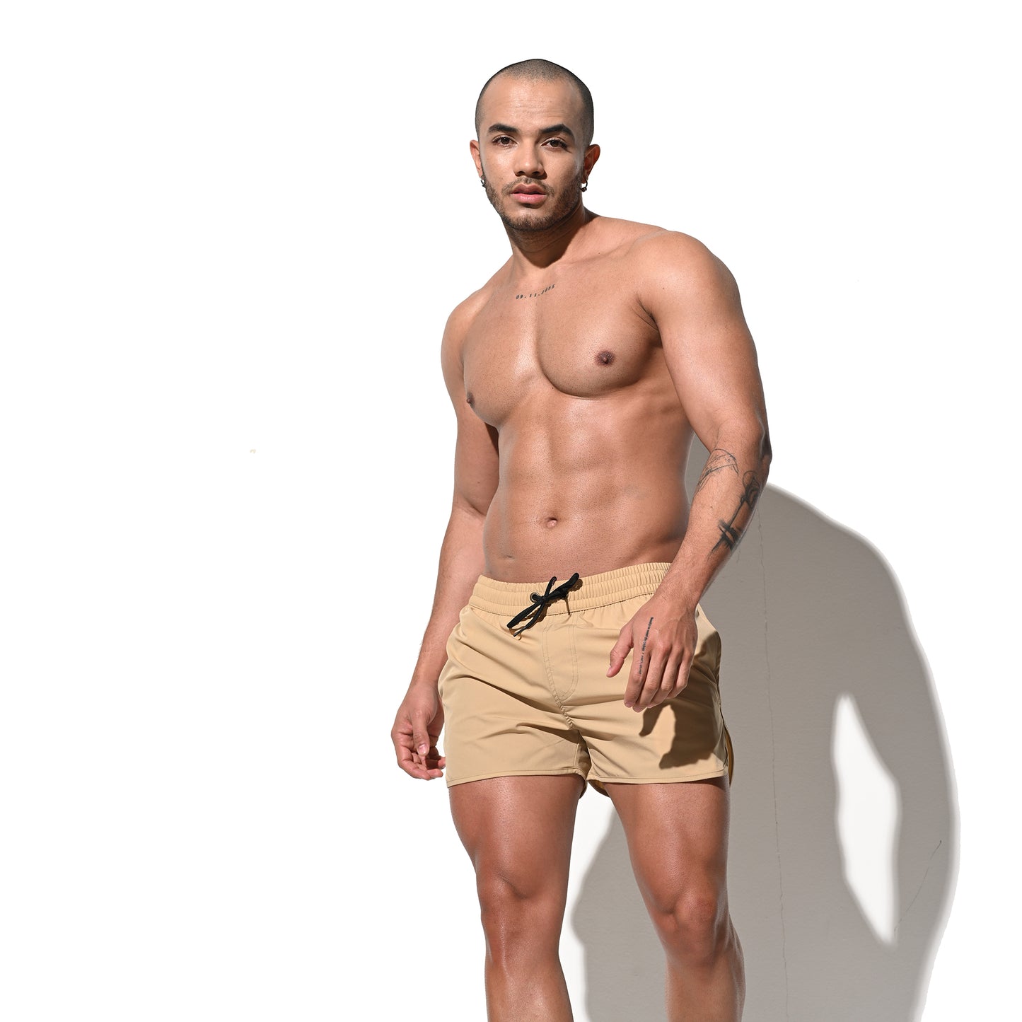 DESMIIT Men's Solid Ultra‑Short Feather‑Light Quick Dry Drawstring Board Shorts with Pockets Lightweight for Gym Beach Aerobics B2233