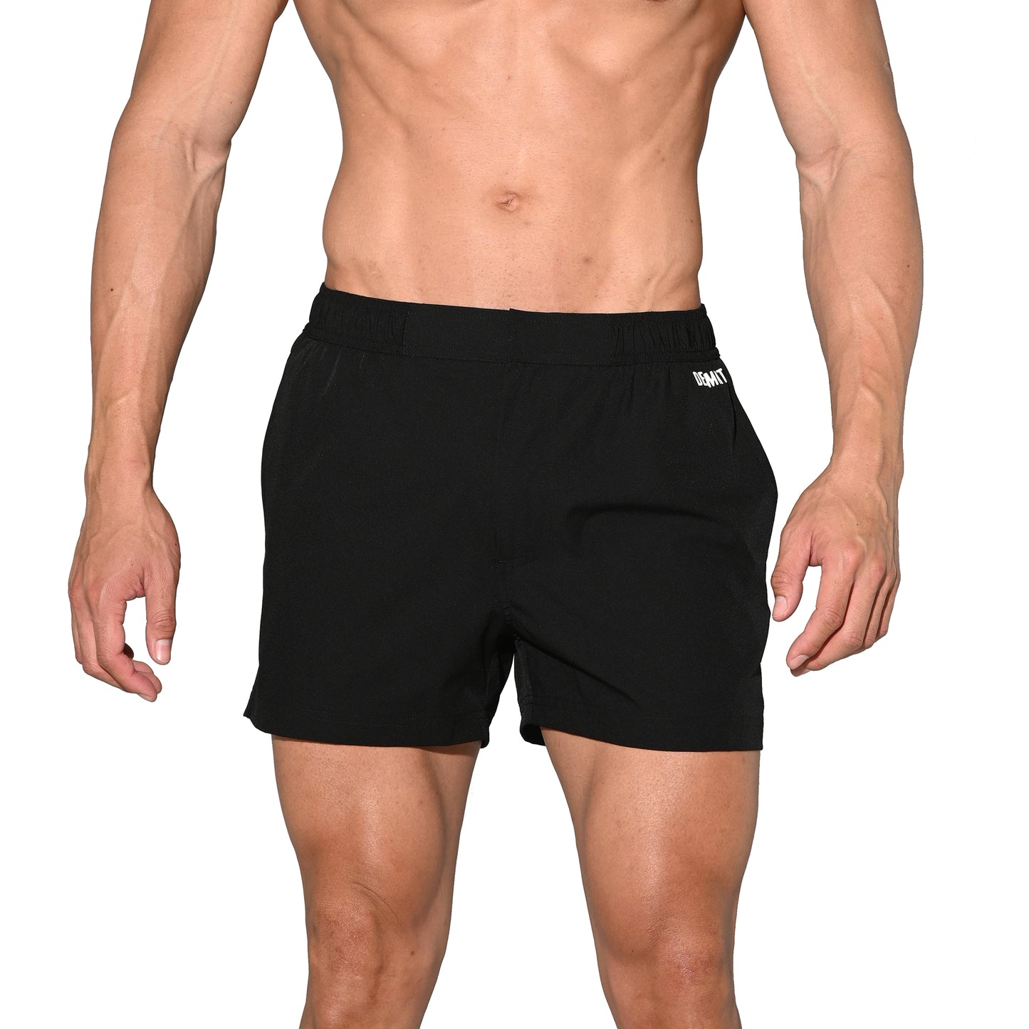 DESMIIT Men's Lightweight Quick Dry Solid Ultra‑Short Drawstring Board Shorts with Pockets for Gym Beach Aerobics B2576