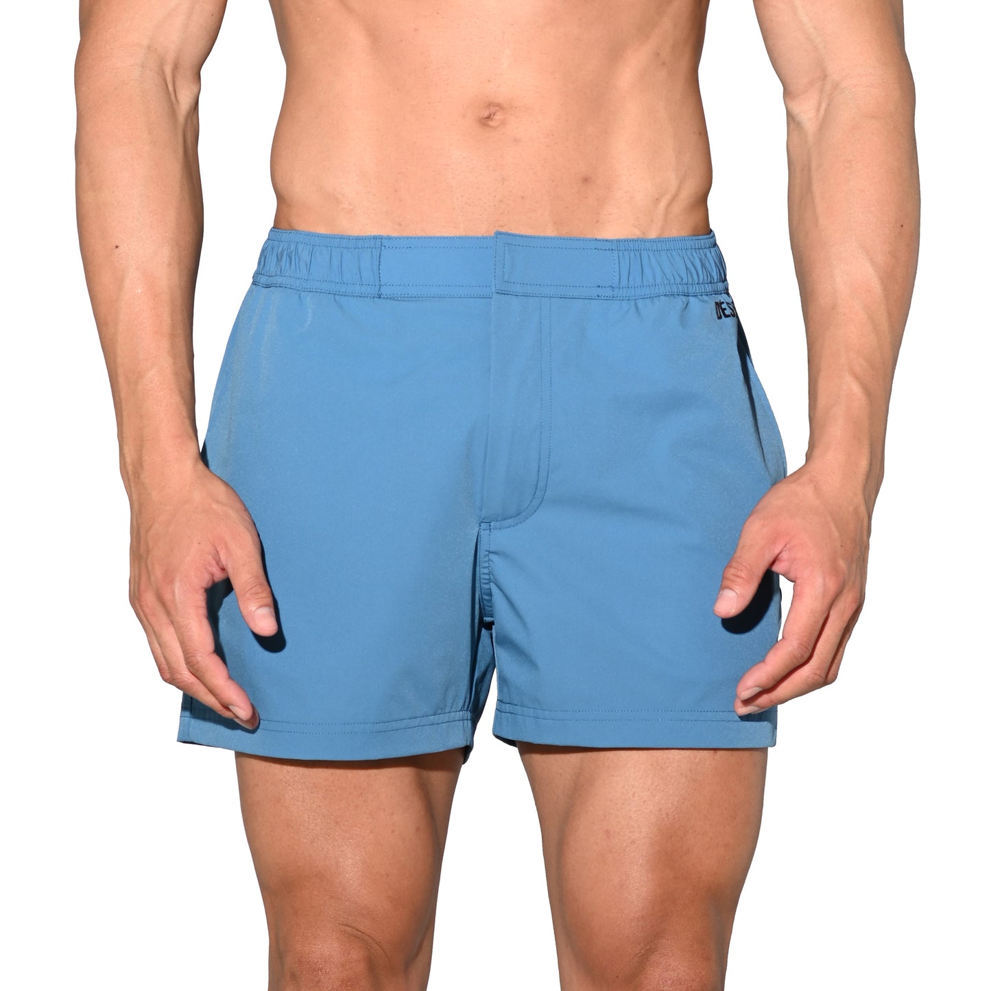 DESMIIT Men's Lightweight Quick Dry Solid Ultra‑Short Drawstring Board Shorts with Pockets for Gym Beach Aerobics B2576