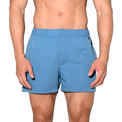 DESMIIT Men's Lightweight Quick Dry Solid Ultra‑Short Drawstring Board Shorts with Pockets for Gym Beach Aerobics B2576