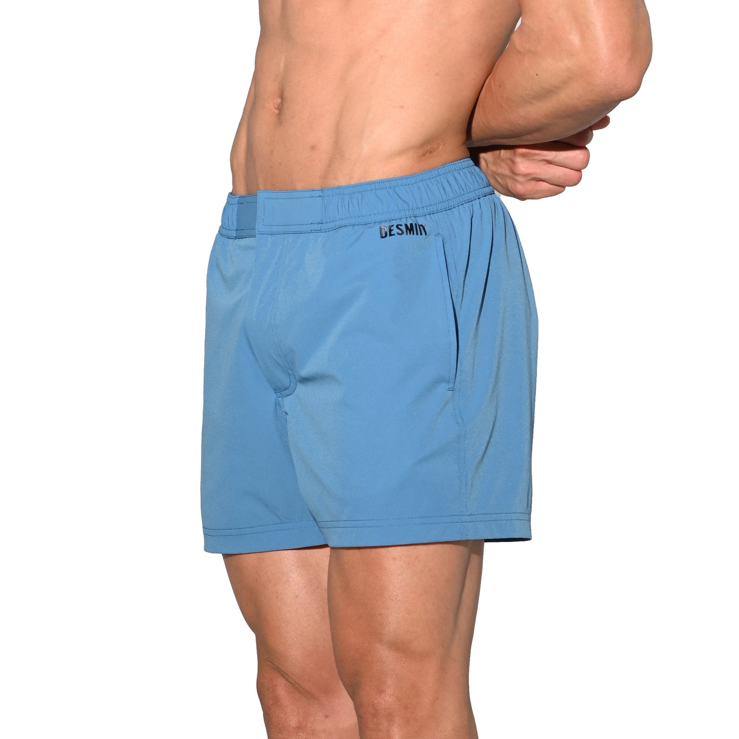 DESMIIT Men's Lightweight Quick Dry Solid Ultra‑Short Drawstring Board Shorts with Pockets for Gym Beach Aerobics B2576