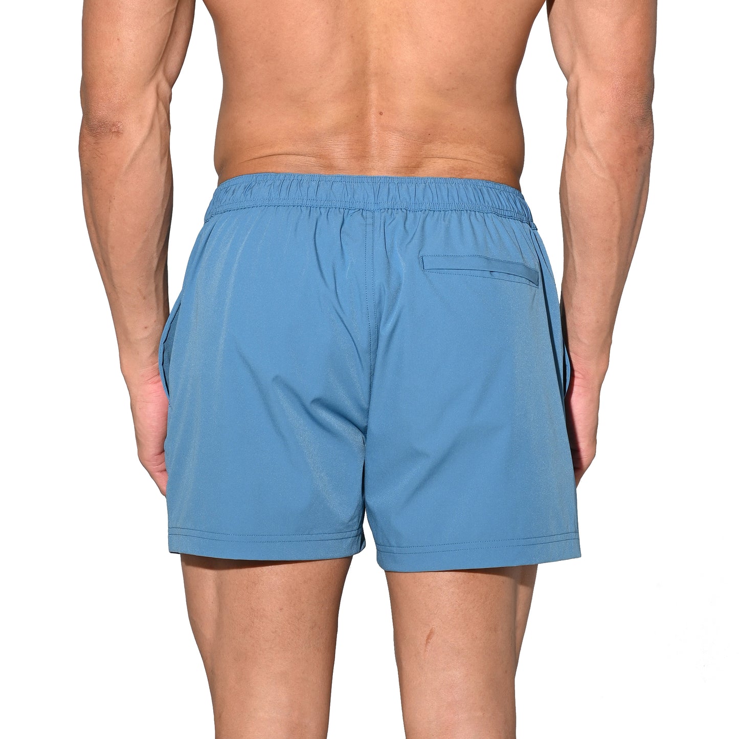 DESMIIT Men's Lightweight Quick Dry Solid Ultra‑Short Drawstring Board Shorts with Pockets for Gym Beach Aerobics B2576