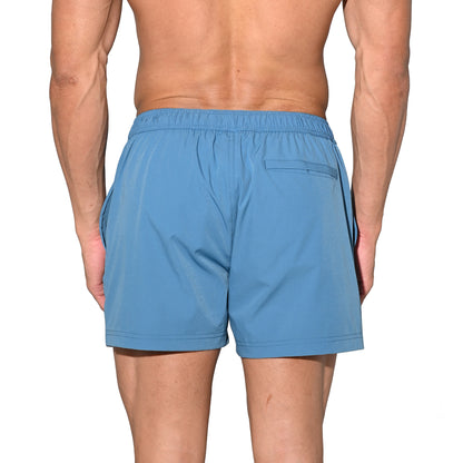 DESMIIT Men's Lightweight Quick Dry Solid Ultra‑Short Drawstring Board Shorts with Pockets for Gym Beach Aerobics B2576