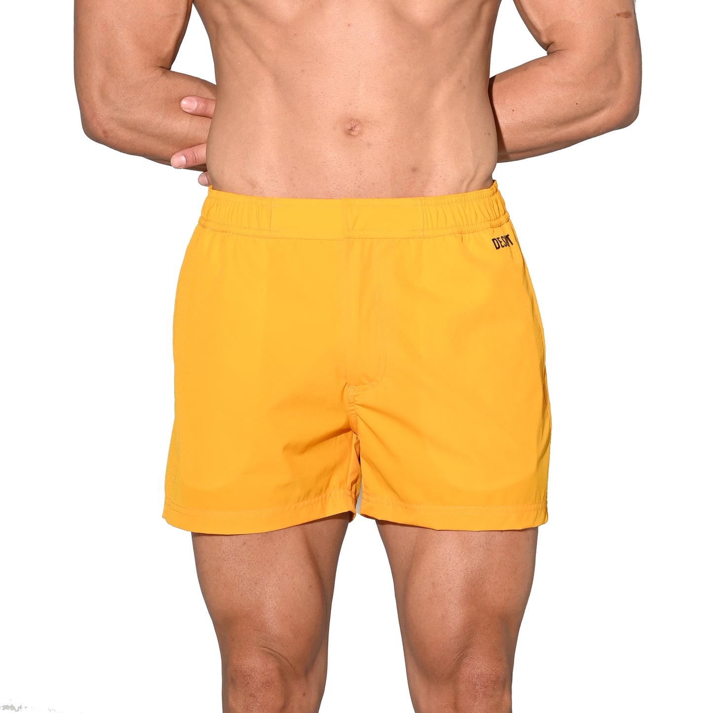 DESMIIT Men's Lightweight Quick Dry Solid Ultra‑Short Drawstring Board Shorts with Pockets for Gym Beach Aerobics B2576