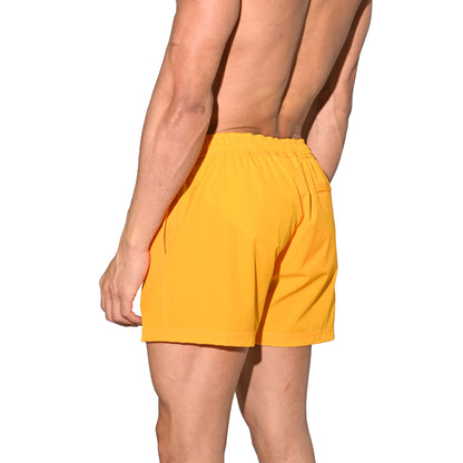 DESMIIT Men's Lightweight Quick Dry Solid Ultra‑Short Drawstring Board Shorts with Pockets for Gym Beach Aerobics B2576