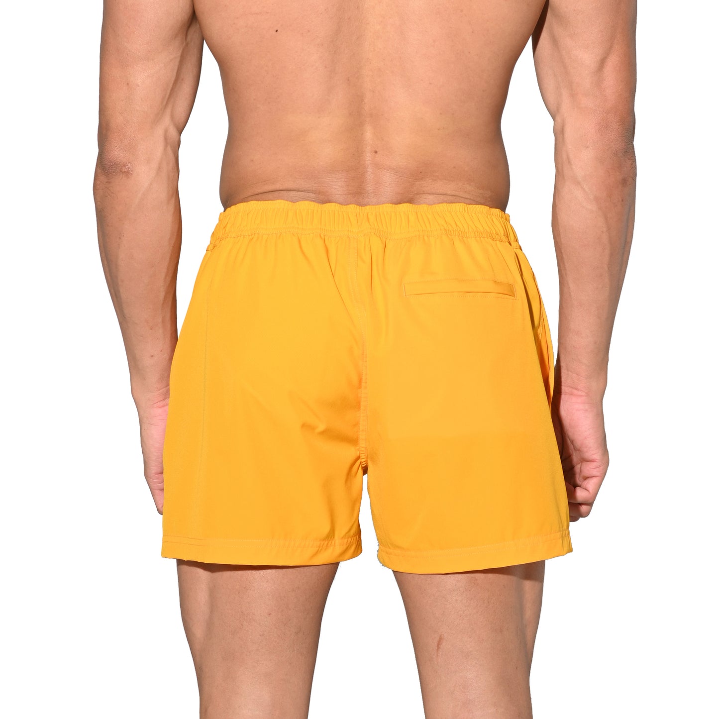 DESMIIT Men's Lightweight Quick Dry Solid Ultra‑Short Drawstring Board Shorts with Pockets for Gym Beach Aerobics B2576