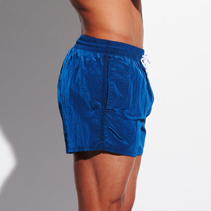 Men's Shiny Metallic Swim Trunks with Pockets, Quick-Dry Mesh Lined Board Shorts for Beach & Sports B2678