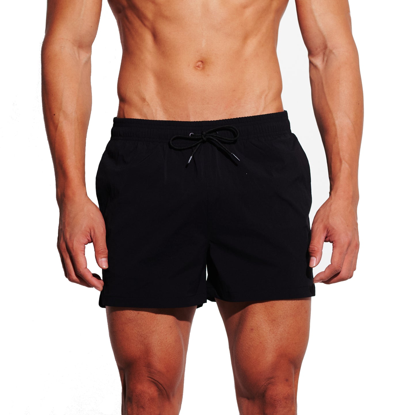 Men's Solid Ultra Short Athletic Running Shorts, High Stretch Soft Quick-Dry Gym Workout with Pockets & Brief Liner B2679