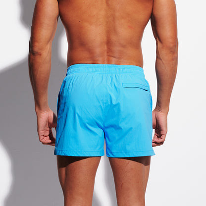 Men's Solid Ultra Short Athletic Running Shorts, High Stretch Soft Quick-Dry Gym Workout with Pockets & Brief Liner B2679