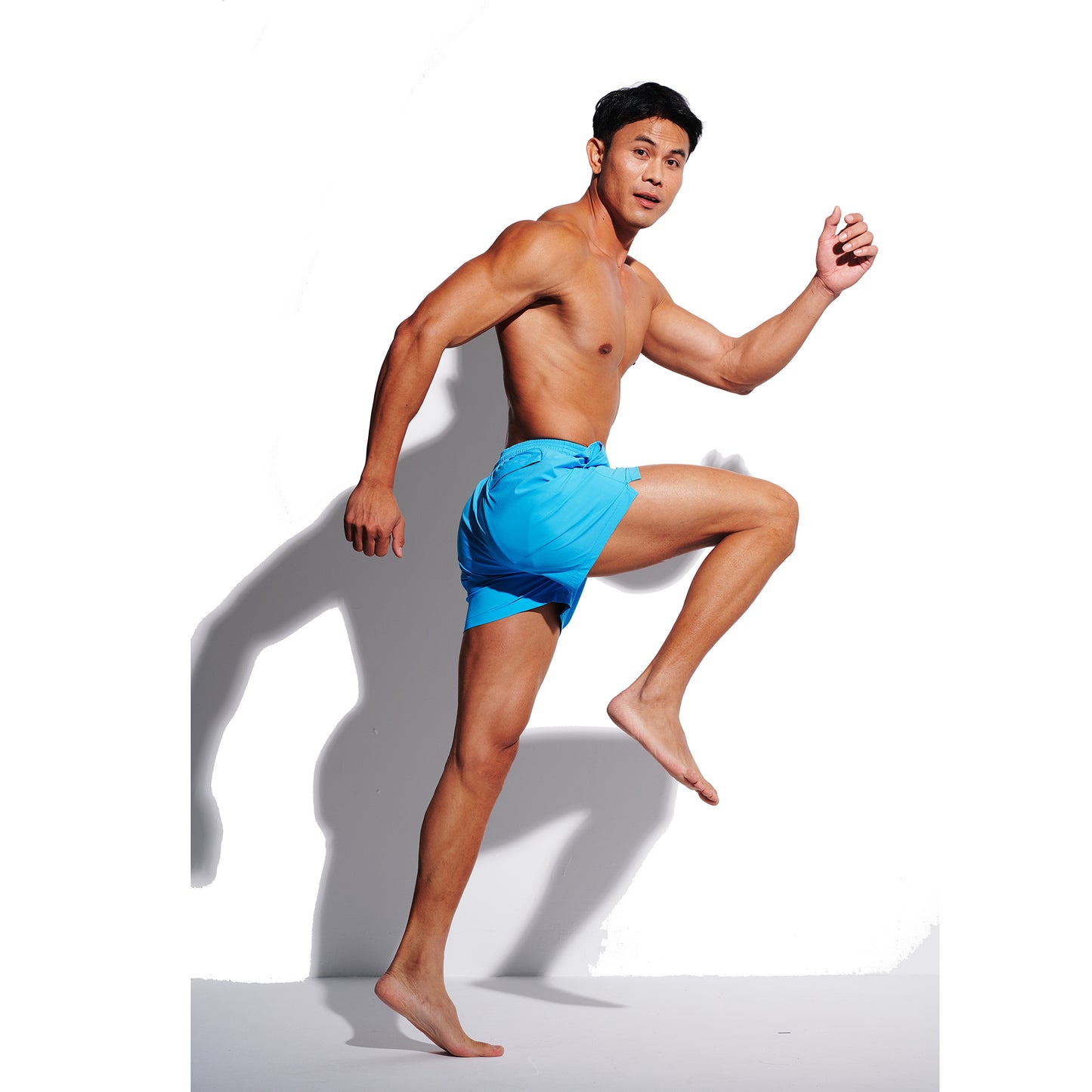 Men's Solid Ultra Short Athletic Running Shorts, High Stretch Soft Quick-Dry Gym Workout with Pockets & Brief Liner B2679