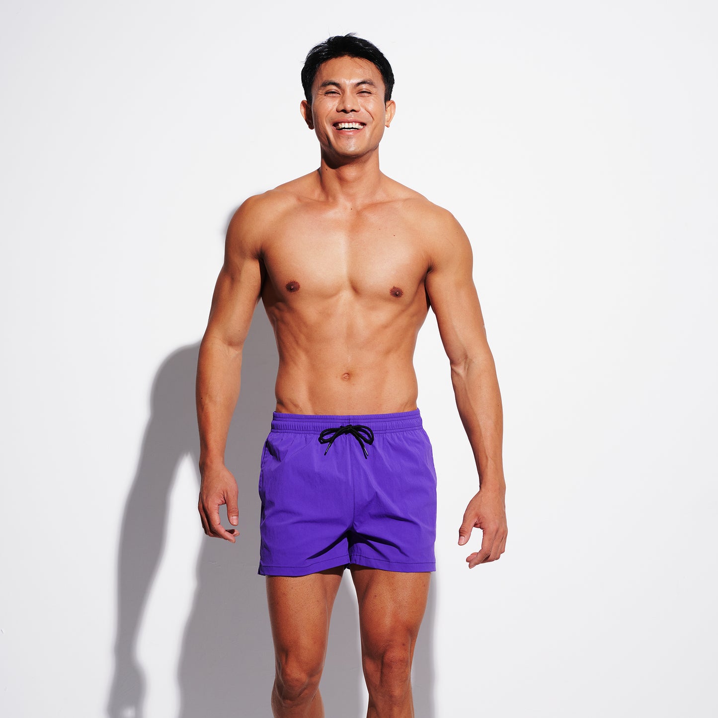 Men's Solid Ultra Short Athletic Running Shorts, High Stretch Soft Quick-Dry Gym Workout with Pockets & Brief Liner B2679