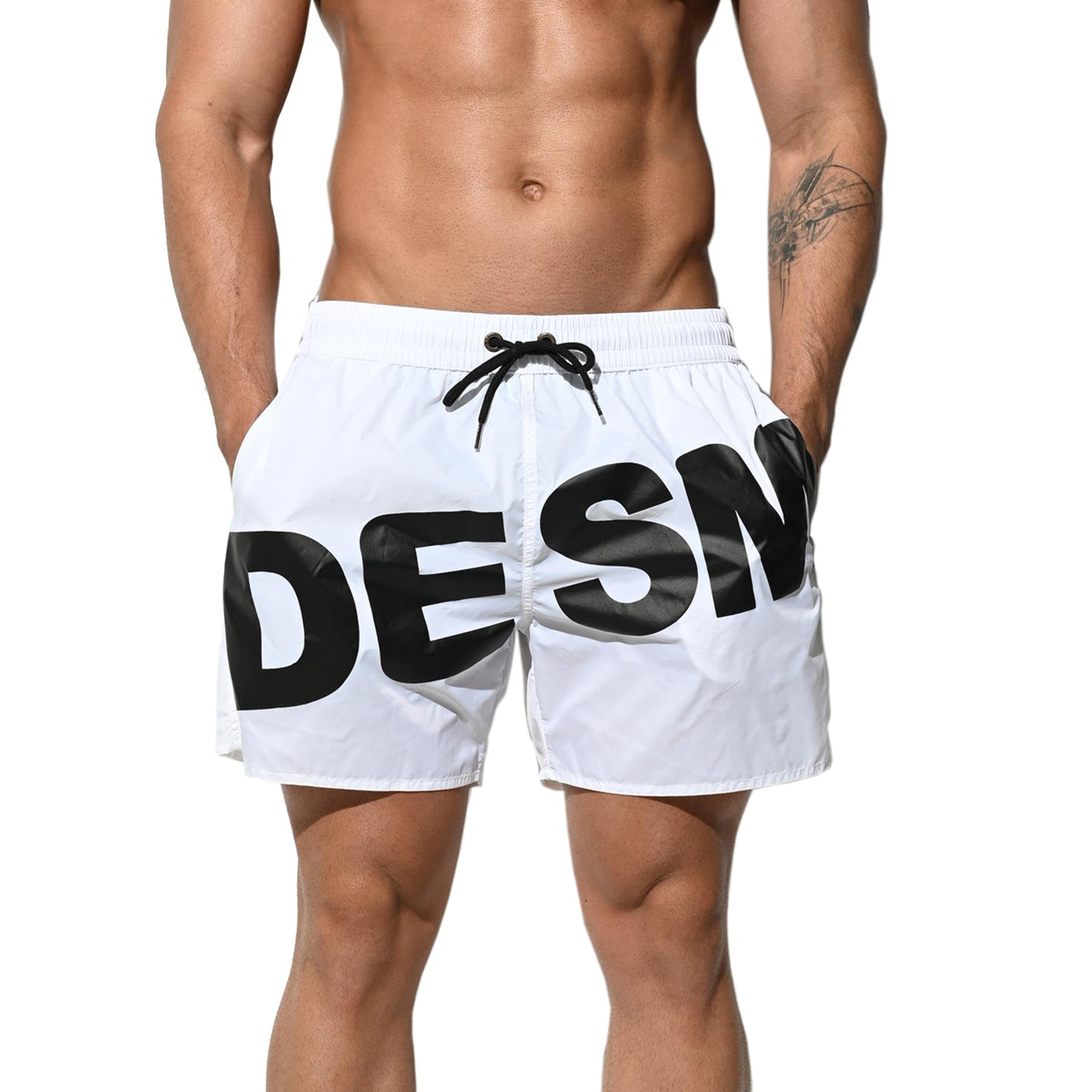 DESMIIT Men's Fashion Full Lined Regular Surf Board Shorts Pocket Shorts B3106