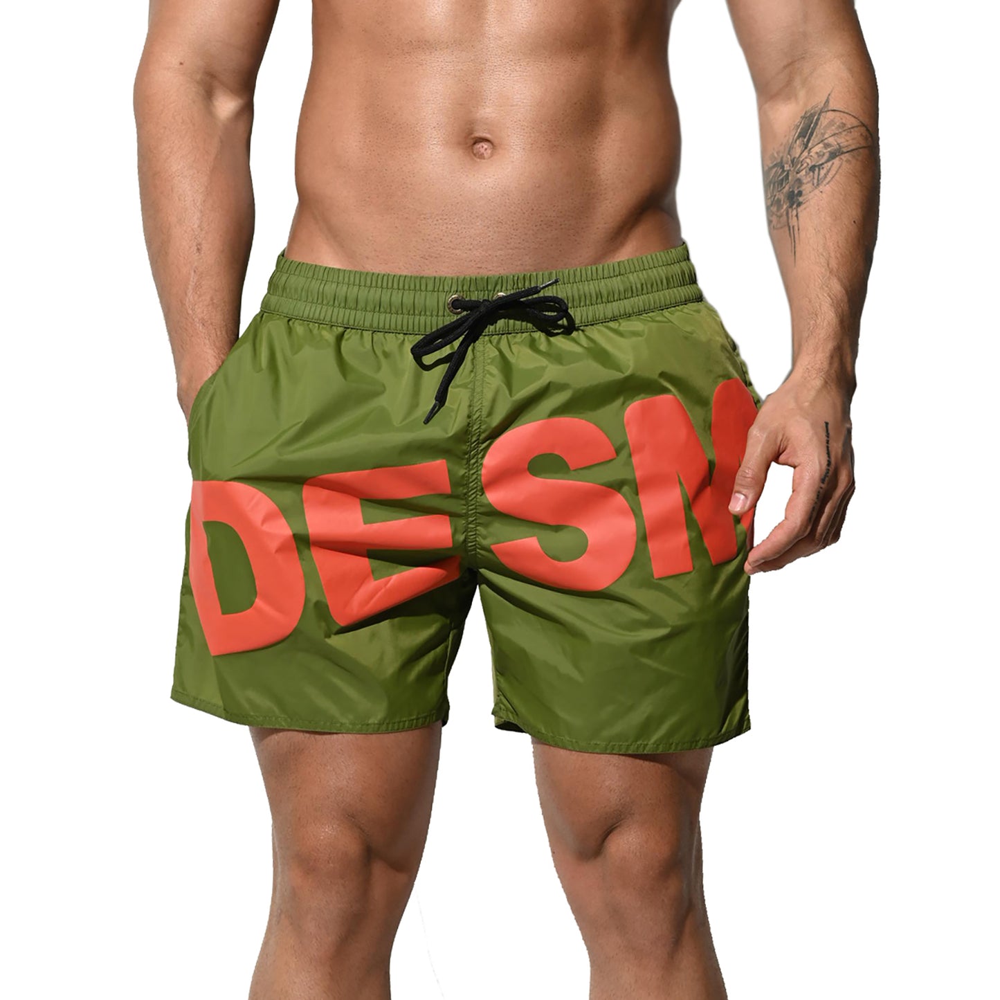 DESMIIT Men's Fashion Full Lined Regular Surf Board Shorts Pocket Shorts B3106