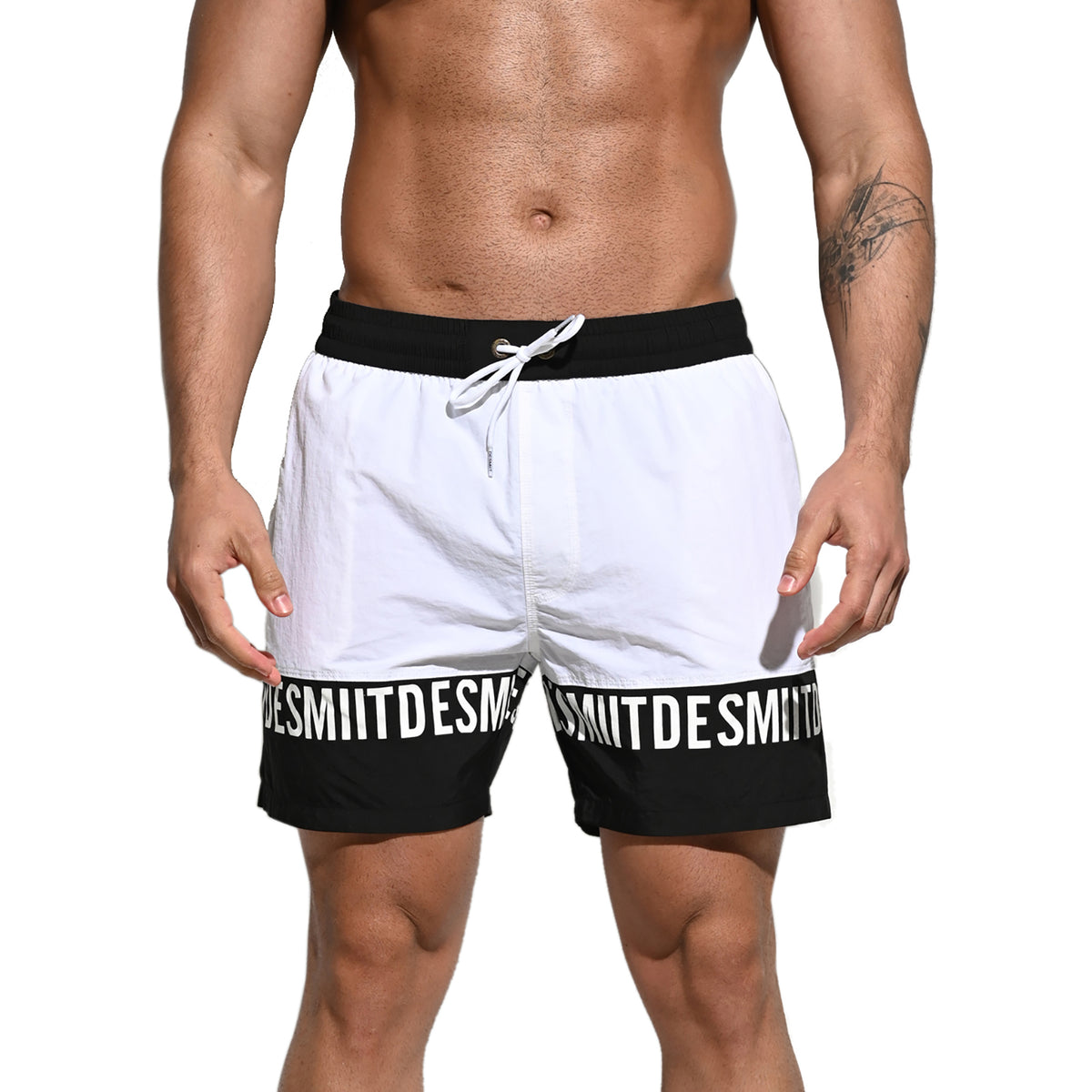 DESMIIT Men's Fashion Color Block Quick dry Swim Board Shorts, Quick‑Dry Breathable Beach shorts B3107