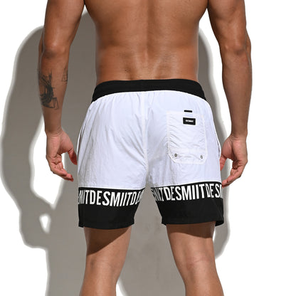 DESMIIT Men's Fashion Color Block Quick dry Swim Board Shorts, Quick‑Dry Breathable Beach shorts B3107