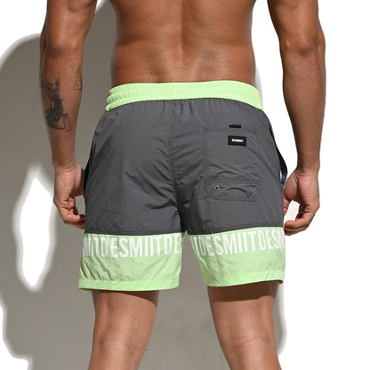 DESMIIT Men's Fashion Color Block Quick dry Swim Board Shorts, Quick‑Dry Breathable Beach shorts B3107
