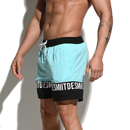 DESMIIT Men's Fashion Color Block Quick dry Swim Board Shorts, Quick‑Dry Breathable Beach shorts B3107
