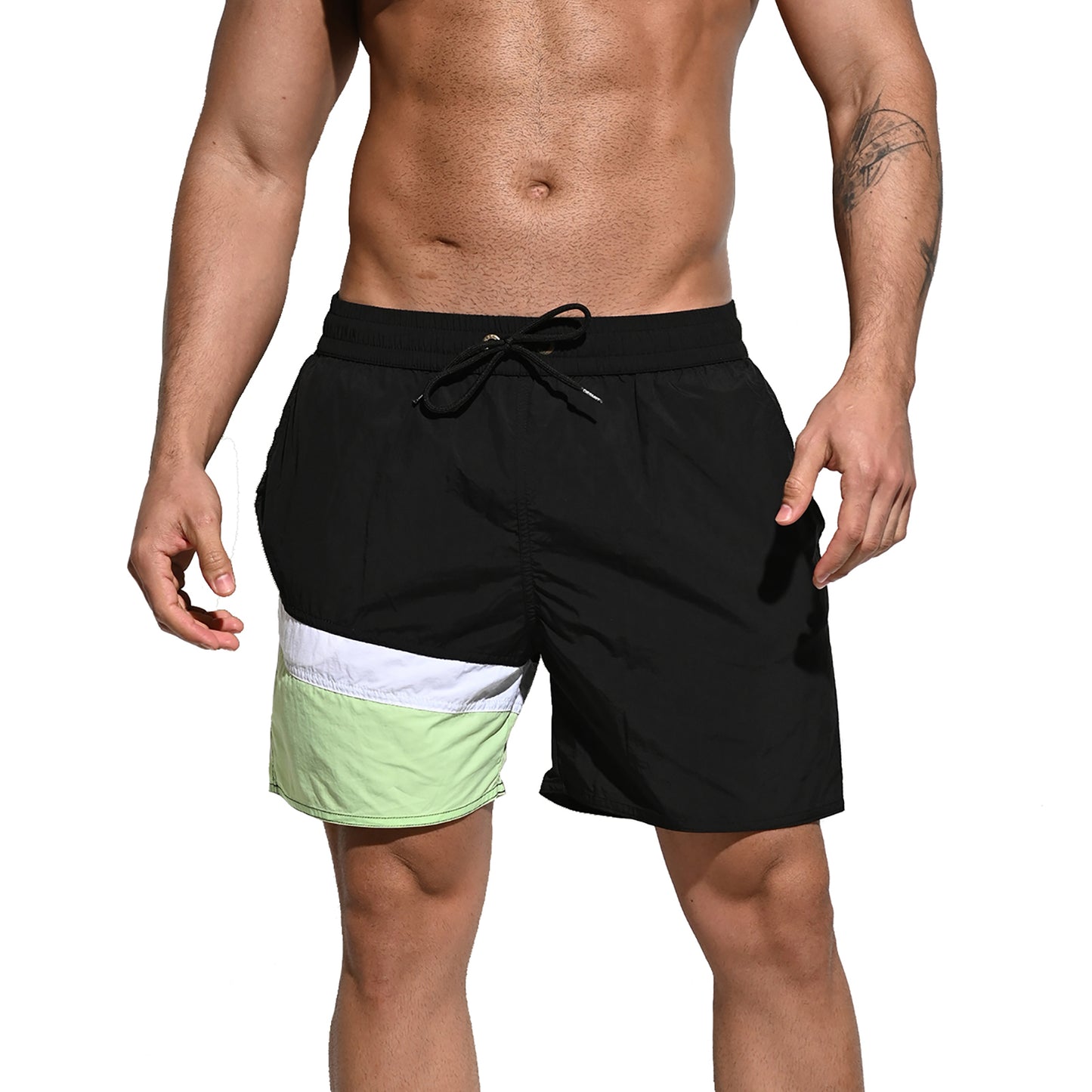 DESMIIT Men's Asymmetry Board Shorts Daily Sports Shorts Drawstring Waist Loose Trunks B3108