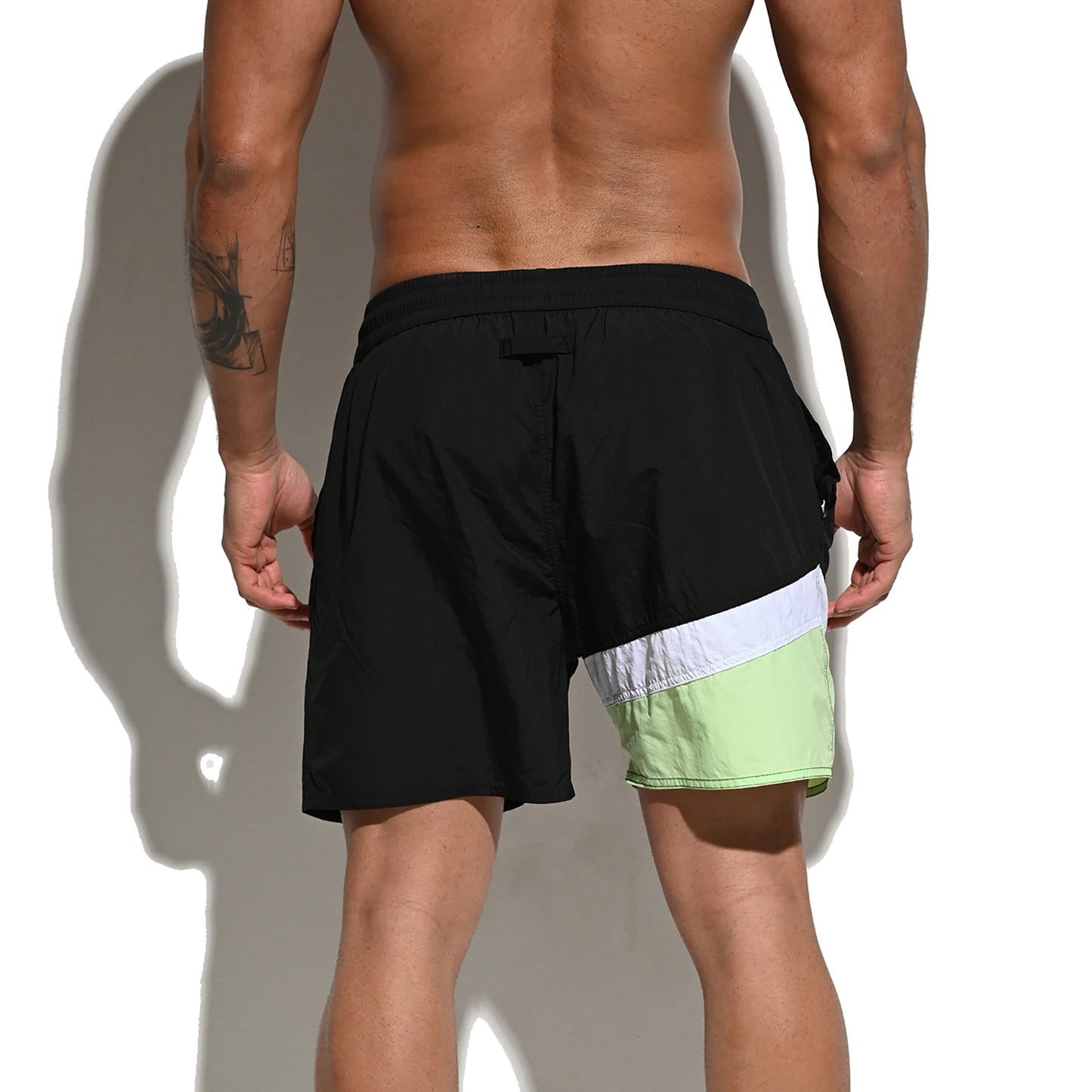 DESMIIT Men's Asymmetry Board Shorts Daily Sports Shorts Drawstring Waist Loose Trunks B3108